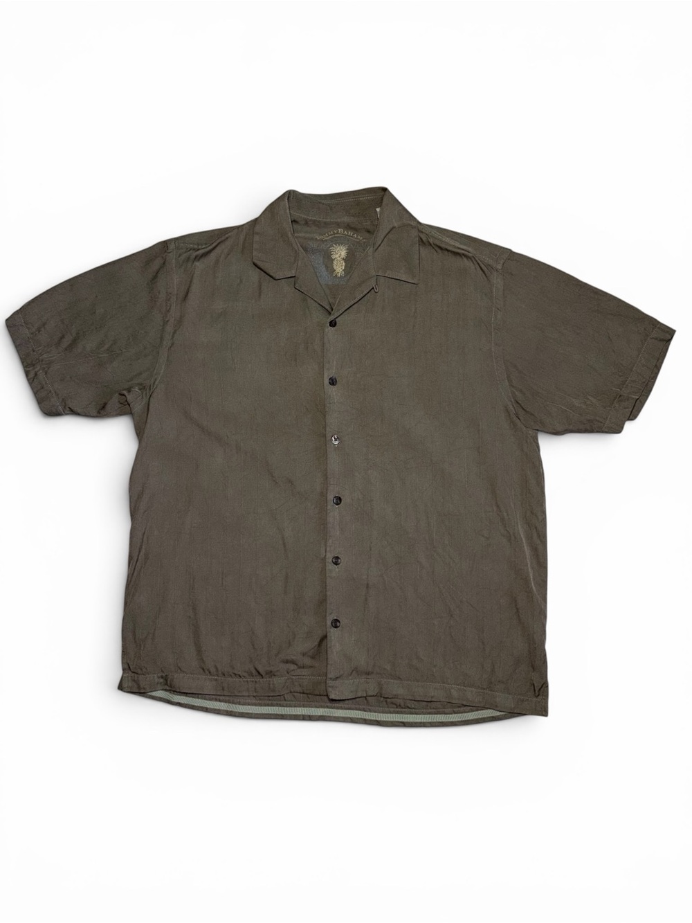 Tommy Bahama 100% Silk Camp Shirt Mens Large Brown Short Sleeve Button Up